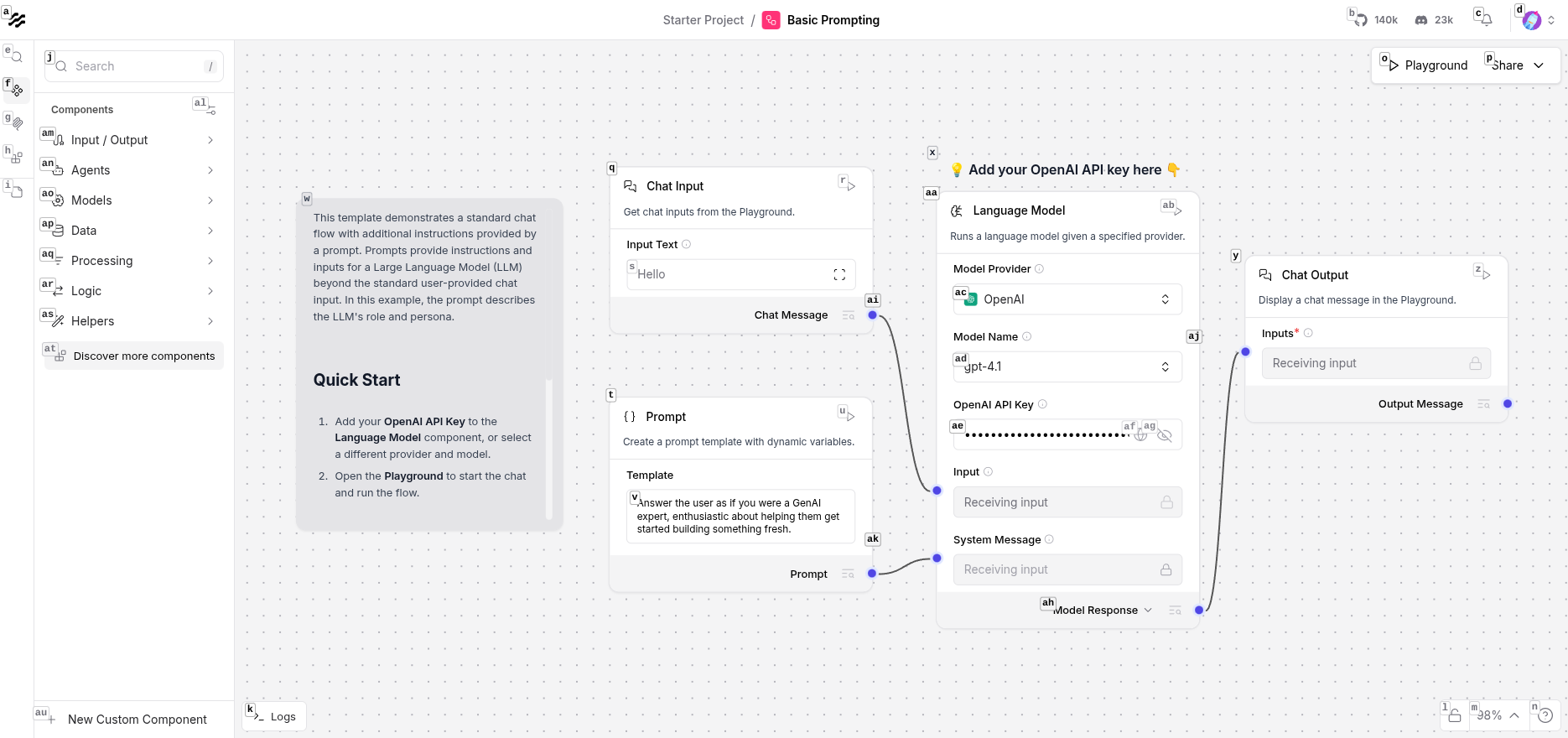Langflow OpenAI API Key 配置